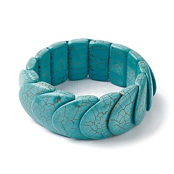 Synthetic Turquoise Beaded Stretch Bracelets, Tile Bracelet, Medium Turquoise, Inner Diameter: 2-1/4 inch(5.55cm)(BJEW-P299-08A)