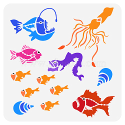 PET Hollow Out Drawing Painting Stencils, for DIY Scrapbook, Photo Album, Sea Animals, 30x30cm(DIY-WH0391-0126)