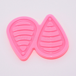 DIY Pendant Silicone Molds, Resin Casting Moulds, Jewelry Making DIY Tool For UV Resin, Epoxy Resin Jewelry Making, Teardrop, Pink, 8.8x7x0.65cm(DIY-WH0182-05L)
