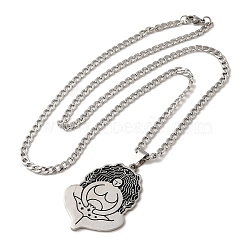 Yoga Theme 304 Stainless Steel Enamel Pendant Necklaces, Stainless Steel Color, 23.11 inch(58.7cm)(NJEW-D066-07A-P)
