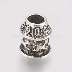 Alloy European Beads, Large Hole Beads, Antique Silver, 11x10mm, Hole: 5mm(MPDL-L016-08AS)