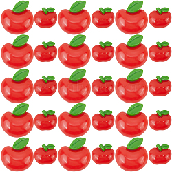 80Pcs 2 Styles Teachers' Day Resin Decoden Cabochons, Apple, Red, 16.5~25x15.5~24.5x6~8mm, 40pcs/style(CRES-SC0002-86)