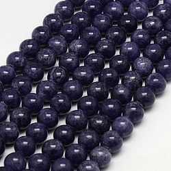 Natural Yellow Jade Beads Strands, Dyed, Round, DarkSlate Blue, 6mm, Hole: 1mm, about 70pcs/strand, 15.75 inch(G-G598-6mm-YXS-15)