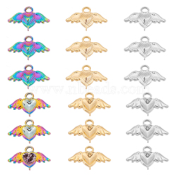 18Pcs 3 Colors 304 Stainless Steel Pendant Rhinestone Settings, Heart with Wing, Mixed Color, Fit for 5x5.5mm Rhinestone, 10x16.5x3mm, Hole: 2.3mm, 6pcs/color(STAS-UN0044-61)