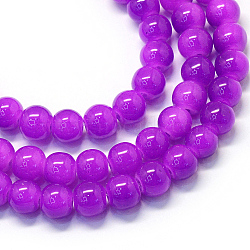 Baking Painted Imitation Jade Glass Round Bead Strands, Dark Violet, 4.5~5mm, Hole: 1mm, about 200~210pcs/strand, 31.4 inch(DGLA-Q021-4mm-27)
