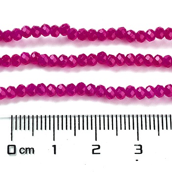 Baking Painted Imitation Jade Glass Bead Strands, Faceted Rondelle, Medium Violet Red, 3x2mm, Hole: 0.8mm, about 158pcs/strand, 14.76''(37.5cm)