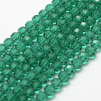 Transparent Glass Bead Strands, Imitate Austrian Crystal, Faceted(32 Facets), Round, Light Sea Green, 6mm, Hole: 1mm, about 96~98pcs/strand, 20~21 inch