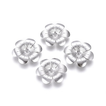 6-Petal 316 Surgical Stainless Steel Bead Caps, Flower, Stainless Steel Color, 24x4mm, Hole: 2mm