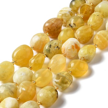 Natural Yellow Opal Beads Strands, Oval, 9.5~19.5x8~13.5x5.5~13mm, Hole: 0.9~1.2mm, about 24~27pcs/strand, 14.96~15.55''(38~39.5cm)