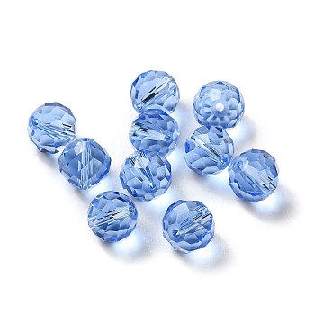 Glass Imitation Austrian Crystal Beads, Faceted, Round, Cornflower Blue, 10mm, Hole: 1mm