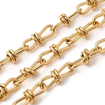 304 Stainless Steel Infinity Link Chains, Unwelded, with Spool, Ion Plating(IP) , Real 20K Gold Plated, 18.5x7x6mm