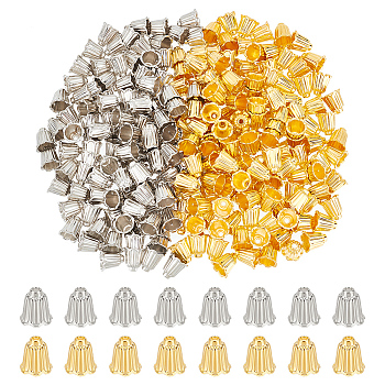 200Pcs 2 Colors Alloy Bead Caps, Multi-Petal Flower, Antique Silver & Golden, 11x11mm, Hole: 1.8mm, 100pcs/color