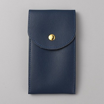 Rectangle Imitation Leather Single Watch Storage Bag, Portable Travel Wrist Watch Pouches, Midnight Blue, 13x7.3x0.8cm