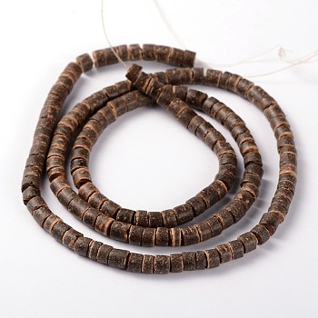 Natural Coconut Column Bead Strands, Camel, 5.5x3~5.5mm, Hole: 1mm, about 148pcs/strand, 22.4 inch