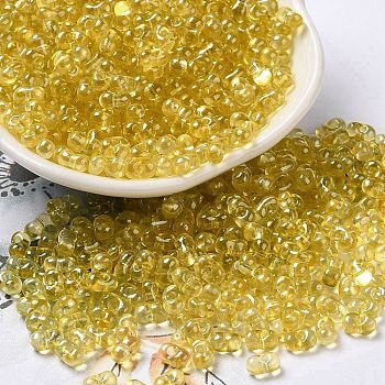 Baking Glass Seed Beads, Peanut, Gold, 5.5~6x3~3.5x3mm, Hole: 1~1.2mm