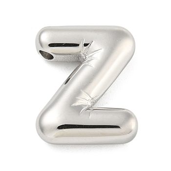 Non-Tarnish 304 Stainless Steel Pendants, Letter Charm, Letter Z, 19.5x15.5x5mm, Hole: 1.5mm