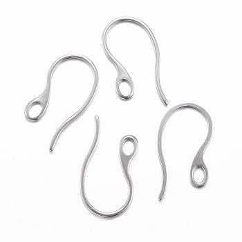 304 Stainless Steel Earring Hooks, with Horizontal Loop, Stainless Steel Color, 22x11.5x1mm, Hole: 2.5x3.5mm