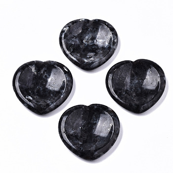 Natural Larvikite Thumb Worry Stone, Pocket Palm Stones, for Healing Reiki Stress Relief, Heart Shape, 39~40x39~40x5~6mm