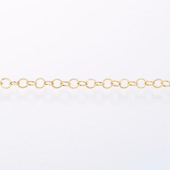 Handmade Ion Plating(IP) 304 Stainless Steel Rolo Chains, Belcher Chain, Soldered, with Spool, Golden, 3x0.3mm, about 32.8 Feet(10m)/roll