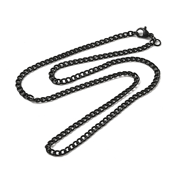 Spray Painted 201 Stainless Steel Curb Chain Necklaces, with Lobster Claw Clasp, Black, 17-3/4 inch(45.3cm)