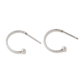 201 Stainless Steel Stud Earring, with 316 Surgical Stainless Steel Pin, Stainless Steel Color, 15x19x3mm, Pin: 0.8mm