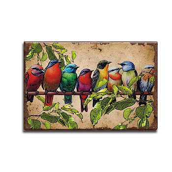 Vintage Metal Tin Sign, Iron Wall Decor for Bars, Restaurants, Cafes Pubs, Rectangle, Bird, 300x200x0.5mm