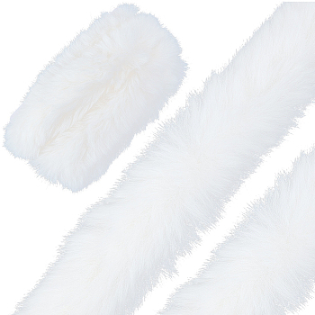 2M Artificial Wool Costume Accessories, Imitation Rabbit Fur, with Cardboard Display Card, Snow, 75~80x40mm