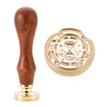 Brass Wax Sealing Stamp, with Rosewood Handle for Post Decoration DIY Card Making, Sand Glass Pattern, 89.5x25.5mm