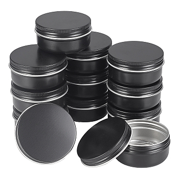 Round Aluminium Tin Cans, Aluminium Jar, Storage Containers for Cosmetic, Candles, Candies, with Screw Top Lid, Gunmetal, 5.95x2.85cm, Inner Diameter: 53mm, Capacity: 50ml