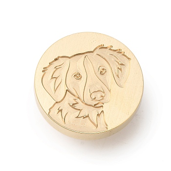 Golden Tone Wax Seal Brass Stamp Heads, for Wax Seal Stamp, Pet Series, Dog, 25x14mm, Hole: 7mm