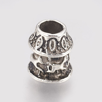 Alloy European Beads, Large Hole Beads, Antique Silver, 11x10mm, Hole: 5mm
