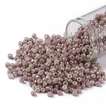 TOHO Round Seed Beads, Japanese Seed Beads, (1201) Opaque Beige Pink Marbled, 8/0, 3mm, Hole: 1mm, about 222pcs/10g