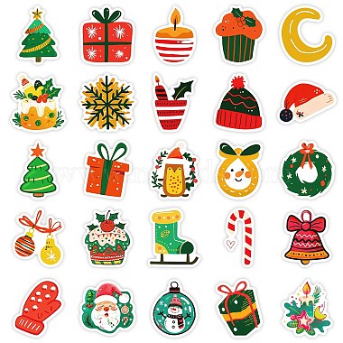 50Pcs Christmas Theme Cartoon Paper Stickers(DIY-P085-12)-5