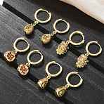 Brass Cubic Zirconia Hoop Earrings, Lead Free & Cadmium Free, Real 18K Gold Plated, Mixed Shapes, 26.5~30x7.5~10mm(EJEW-Q015-02G)