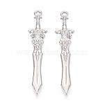 304 Stainless Steel Pendants, Sword, Stainless Steel Color, 46.5x9.5x3mm, Hole: 1.6mm(STAS-N114-59P)