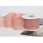 Cotton Organza Ribbons, for Gift Wrapping, Bow Tie Making, Pink, 1-5/8 inch(40mm), about 10.00 Yards(9.14m)/Roll(SRIB-WH20020-047A)