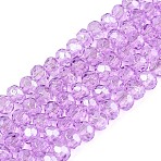 Baking Paint Glass Beads Strands, Pearl Luster Plated, Faceted, Rondelle, Lilac, 3x2.5mm, Hole: 0.9mm, about 105~110pcs/strand, 29~31cm(X-EGLA-Q120-A-A01)
