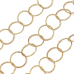 304 Stainless Steel Textured Ring Link Chains, Soldered, with Spool, Ion Plating(IP), Golden, 13.5x1mm(CHS-C018-10G)