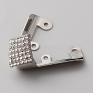 Iron Rhinestone Toe Cap Covers, Toe Protectors, for Pointed Toe High-Heeled Shoes, Rhombus, Platinum, 34.5x37.5x20mm, Hole: 2mm(FIND-WH0032-71P)