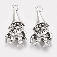 Tibetan Style Alloy Pendants, Dwarf/Gnome Charms, Lead Free & Cadmium Free, Antique Silver, 24x11x7mm, Hole: 1.6mm(X-TIBEP-T052-14AS-RS)