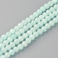 Natural Dyed Yellow Jade Gemstone Bead Strands, Round, Pale Turquoise, 4mm, Hole: 0.5mm, about 95pcs/strand, 15.7 inch(X-G-R271-4mm-Y04)