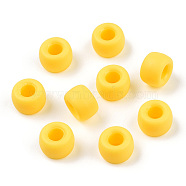 Opaque Plastic Beads, Frosted, Barrel, Gold, 9x6mm, Hole: 3.8mm, about 1900pcs/500g(KY-T025-01-C12)