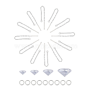 DIY Earring Making Kits, include Cubic Zirconia Pointed Back Pendants, 304 Stainless Steel Earring Findings, Faceted, Flat Round, Clear, Pendants: 4mm/6mm/8mm/10mm, Hole: 1mm, 16pcs/set(DIY-UN0001-73)