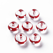 Transparent Glass Enamel Beads, Round, Dark Red, 12.5~14x11.5mm, Hole: 1.6mm(GLAA-N049-007)