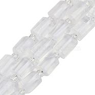 Natural Quartz Crystal Beads Strands, Faceted, Rock Crystal Column Beads, with Seed Beads, 12x8mm, Hole: 1.2mm, about 26pcs/strand, 15.35''(39cm)(G-G162-D01-01)