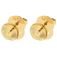 Rack Plating Brass Stud Earring Findings, Earring Settings for Half Drilled Beads, Long-Lasting Plated, Lead Free & Cadmium Free, Golden, 15x8mm, Pin: 13x0.8mm and 0.6mm(for Half Drilled Bead)(KK-M269-24G)