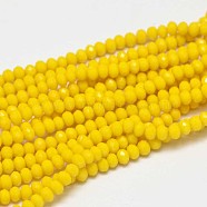 Faceted Rondelle Glass Beads Strands, Yellow, 3.5x2.5~3mm, Hole: 0.8mm, about 125~128pcs/strand, 13.7~14.1 inch(35~36cm)(X-GLAA-I033-3mm-14)