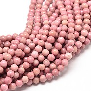 Natural Rhodonite Round Bead Strands, 4mm, Hole: 1mm, about 84~87pcs/strand, 15 inch(X-G-P072-38-4mm)