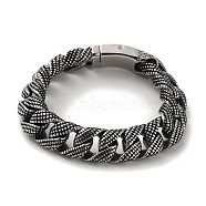 304 Stainless Steel Cuban Link Chain Bracelets for Women Men, Antique Silver, 8-5/8 inch(22cm).(BJEW-Q341-06B-AS)