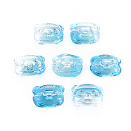 Two Tone Transparent Spray Painted Glass Beads, Bear, Deep Sky Blue, 10x13x8.5mm, Hole: 1mm(GLAA-T022-03-C01)